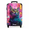 Kat met jas in kleurrijke stad NBS - Handbagage koffer - Unisex middel -productfoto_recht