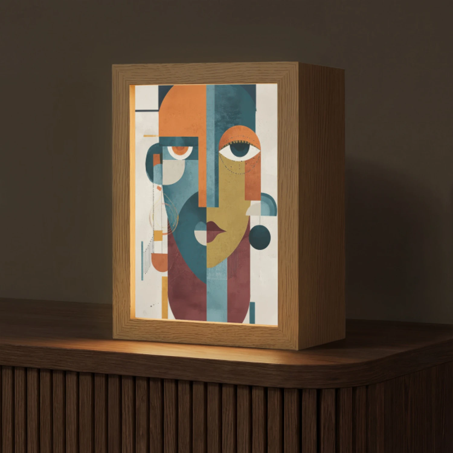 Geometrisch - Strakke vormen - Kleurrijk Light Box met kabel (Tafellamp) klein -z3d_website