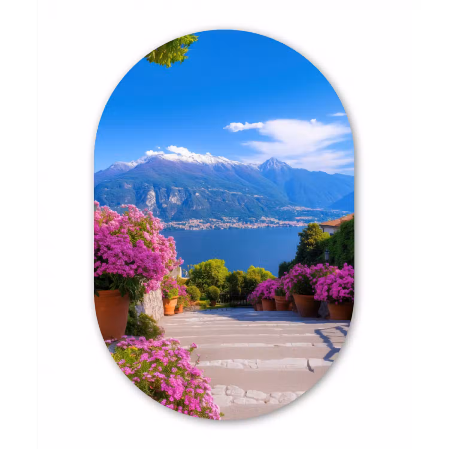 Glasbild Oval - Comer See - Italien - Landschaft