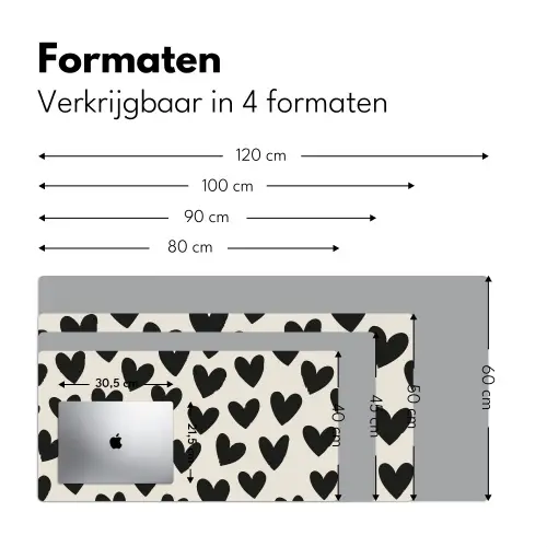 Hartjes - Zwart - Beige Muismat XXL klein -sfeer5