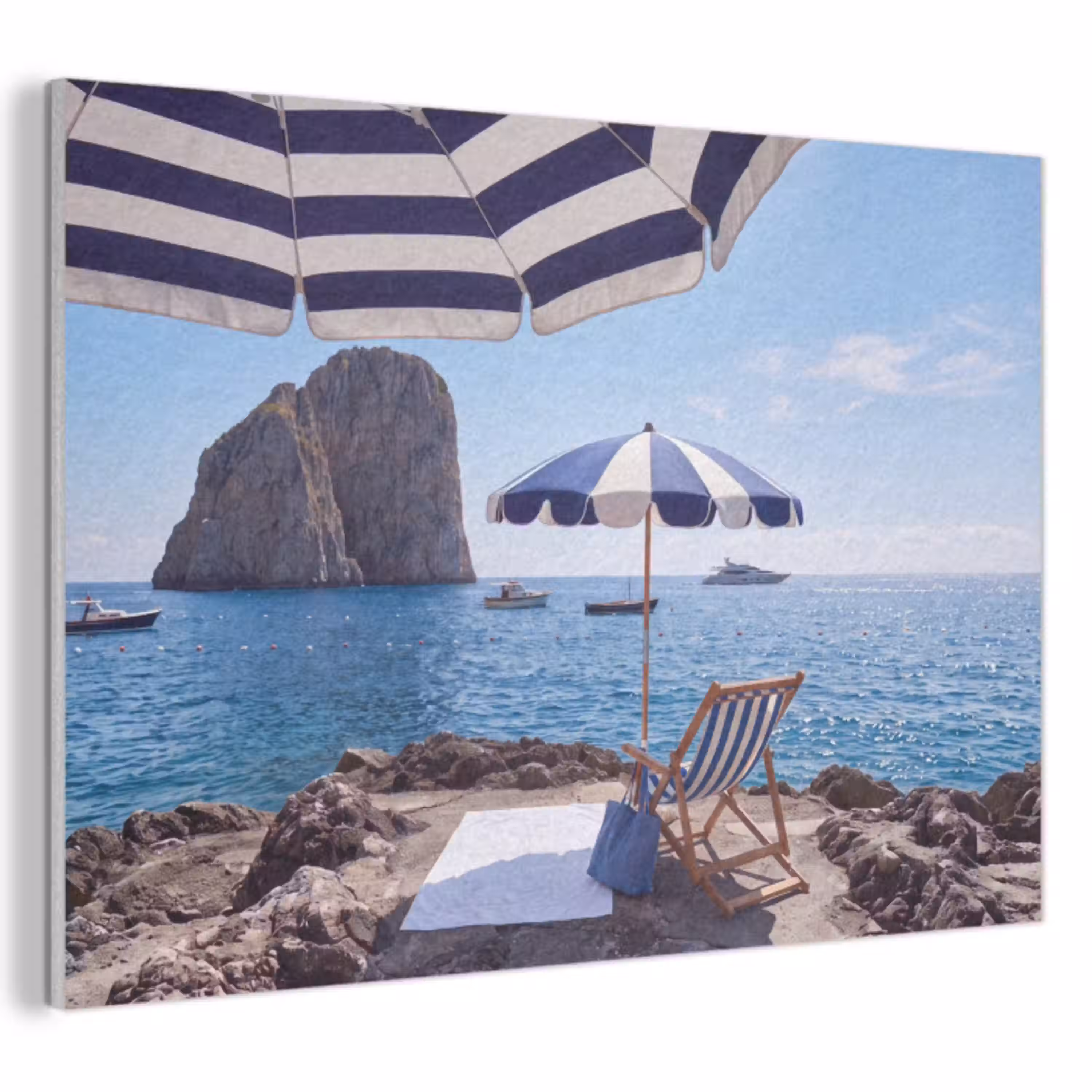 Strand - Ligstoel - Parasol - Zomer - Blauw PET vilt klein -3d