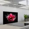 Bloemen - Roze - Water - Zwart - Botanisch - Natuur keuken achterwand spatscherm klein -3d_schuin