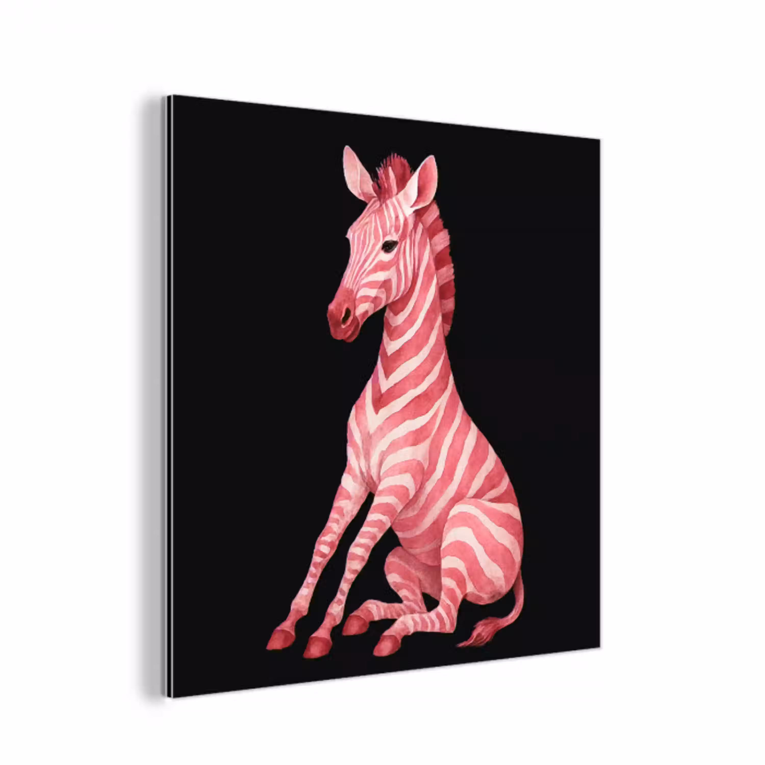 Zebra - Roze - Gestreept aluminium wit klein -3d