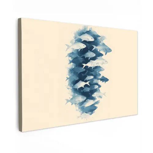 Vissen - Minimalistisch - Blauw canvas 2cm klein -z3d