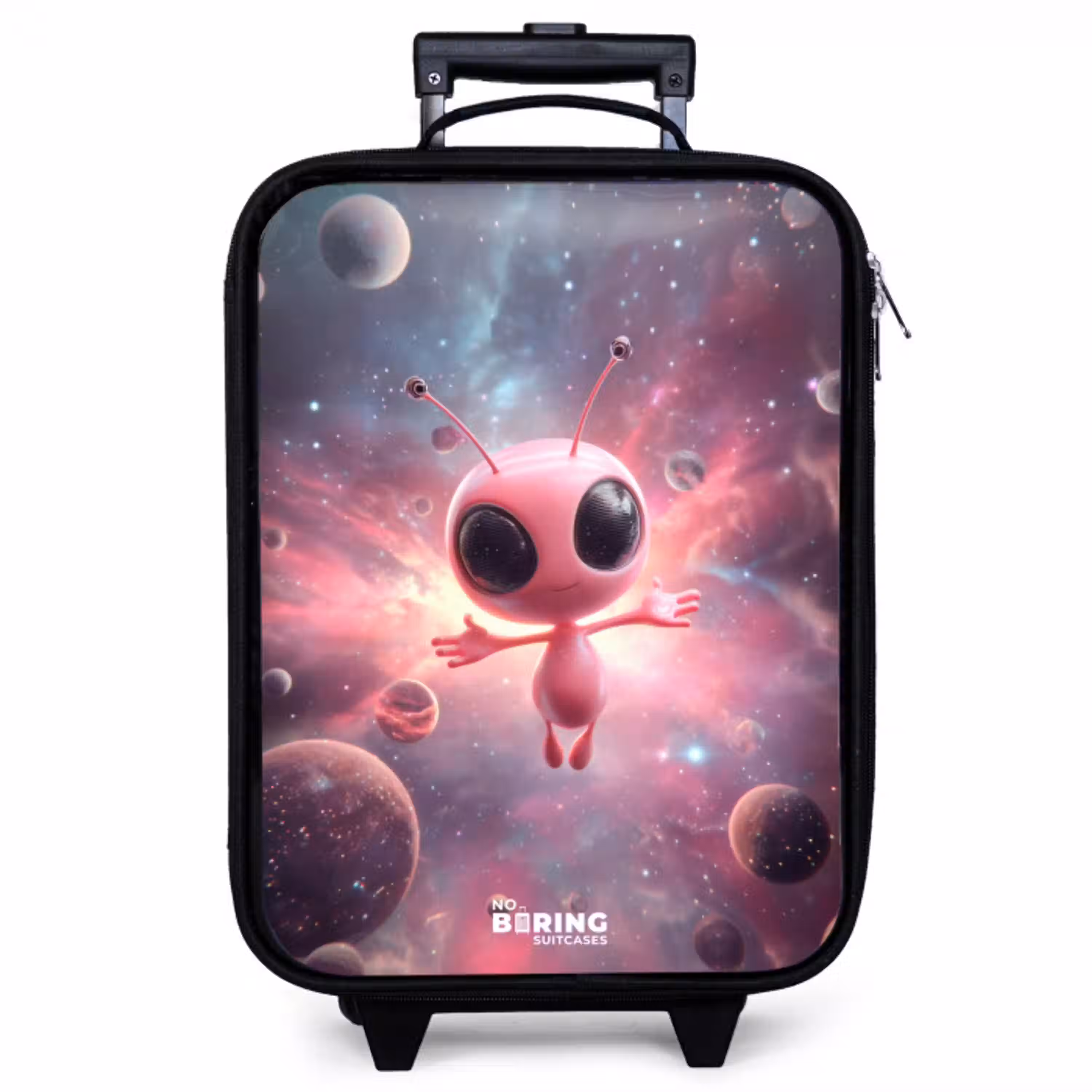 Roze Alien in Sterrennevel Kinderkoffer - Zwart klein -zzz_website3d