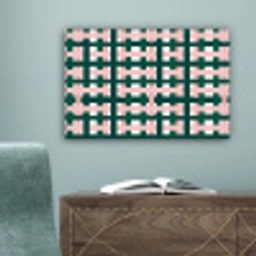 Vlechtpatroon - Groen - Roze - Grafisch canvas 2cm klein 34 -sfeer4