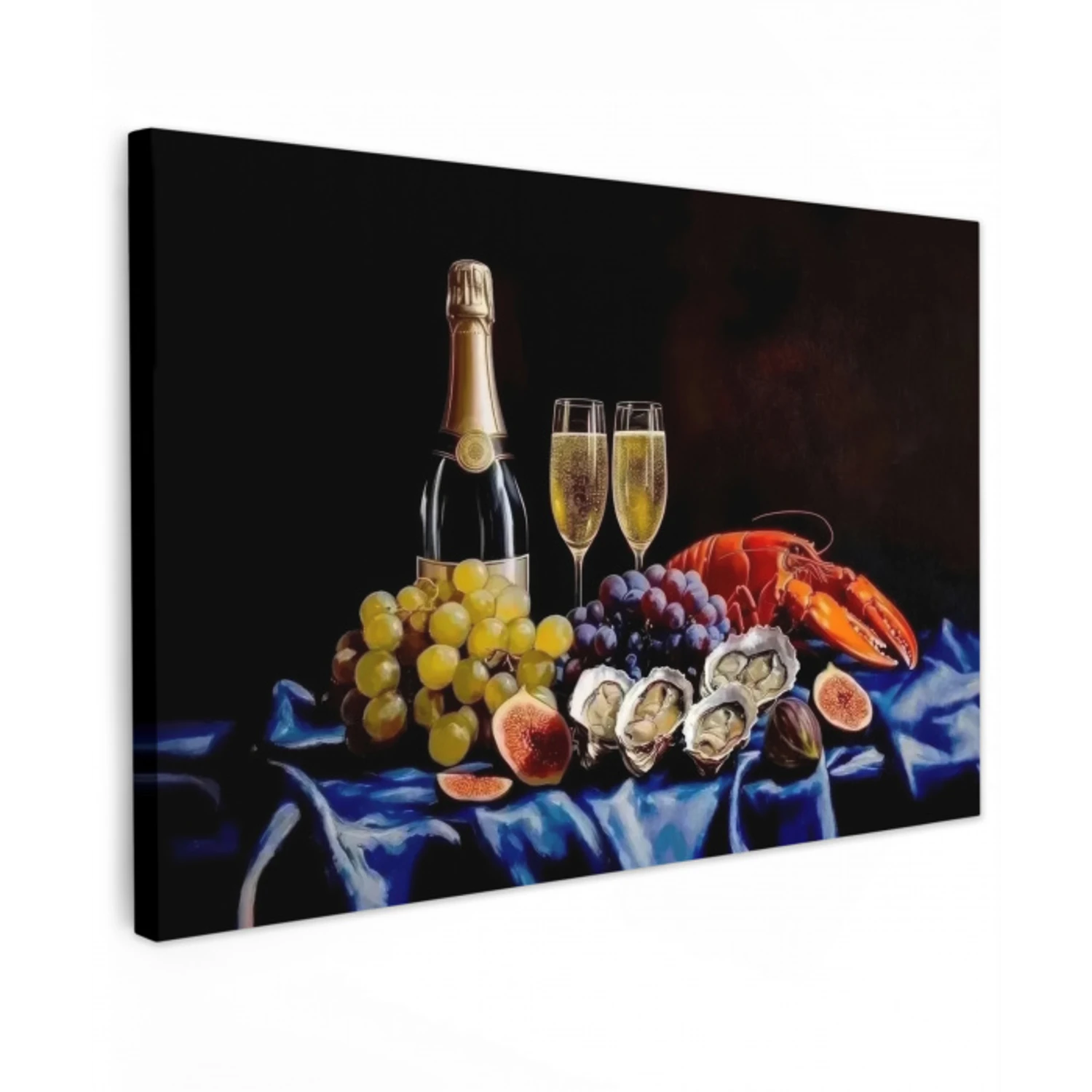 Champagne - Luxe - Oesters Tuinposter op houten frame 2 cm dik klein -3d