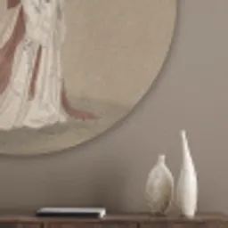 Vrouw - Azië - Kunst - Beige Akoestische PET Vilt - Rond klein -sfeer5_closeup