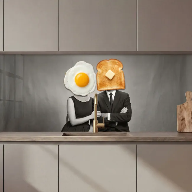 Küchenrückwand - Frühstück - Ehepaar - Ei - Brot