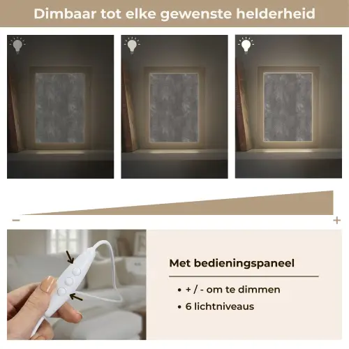 Donkergrijs - Ruw - Beton Light Box met kabel (Tafellamp) klein 925 -USP_dimbaarNL
