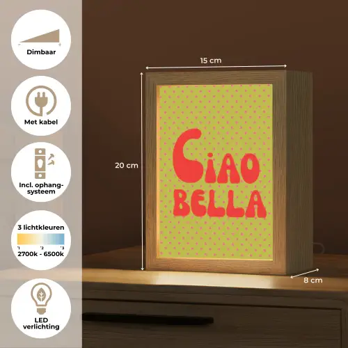 Ciao bella - Rood - Groen - Stippen Light Box met kabel (Tafellamp) klein -USP_NL