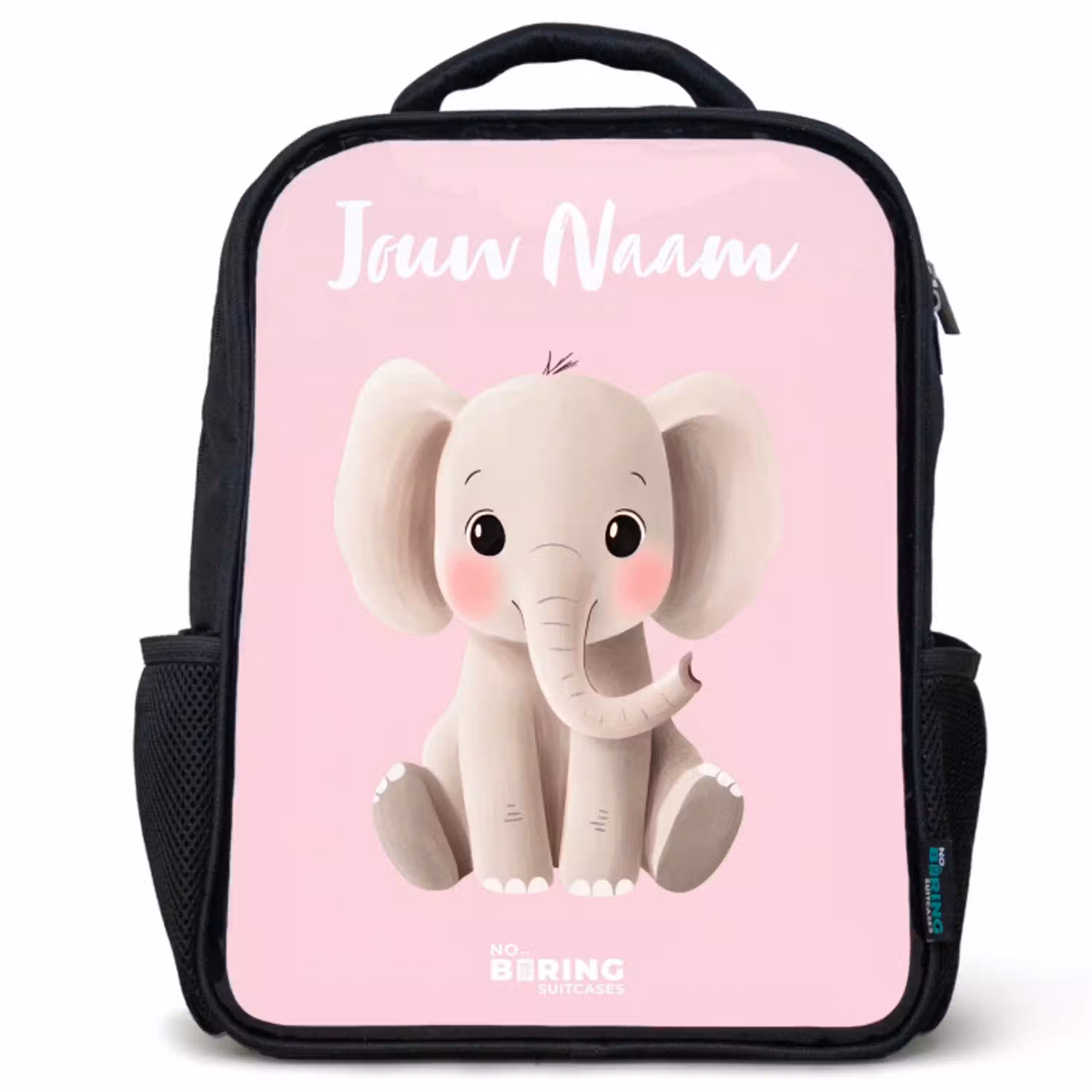 Olifant - Grijs - Baby - Slurf Rugzak - Zwart middel -3d