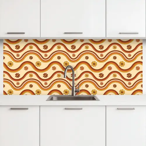 Vintage - Patronen - Bloemen - Regenboog keuken achterwand 2 middel 871 -3d