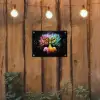 Gezichten - Silhouetten - Kleurrijk - Takken tuinposter los doek klein -sfeer1