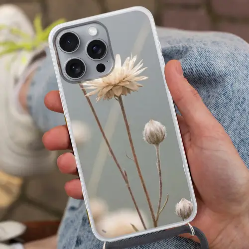 Strobloemen - Wit - Daglicht Hoesje iPhone 16 Pro Max met koord klein -sfeer3
