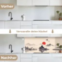 Oosters - Kraanvogels - Landschap keuken achterwand 2 middel -voor-na_DE