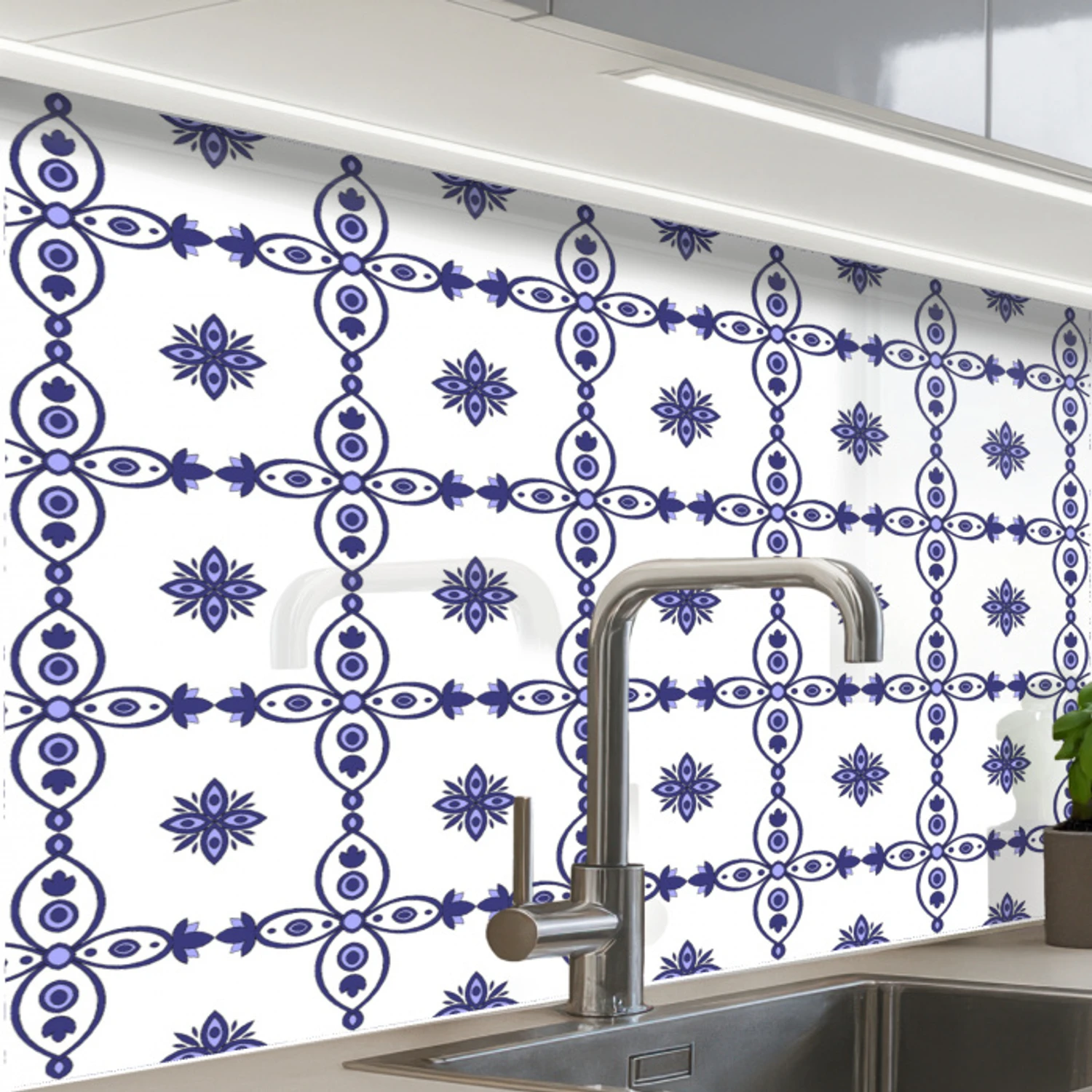 Portugal - Patronen - Blauw keuken achterwand 2 middel 865 -zzzz3d_schuin
