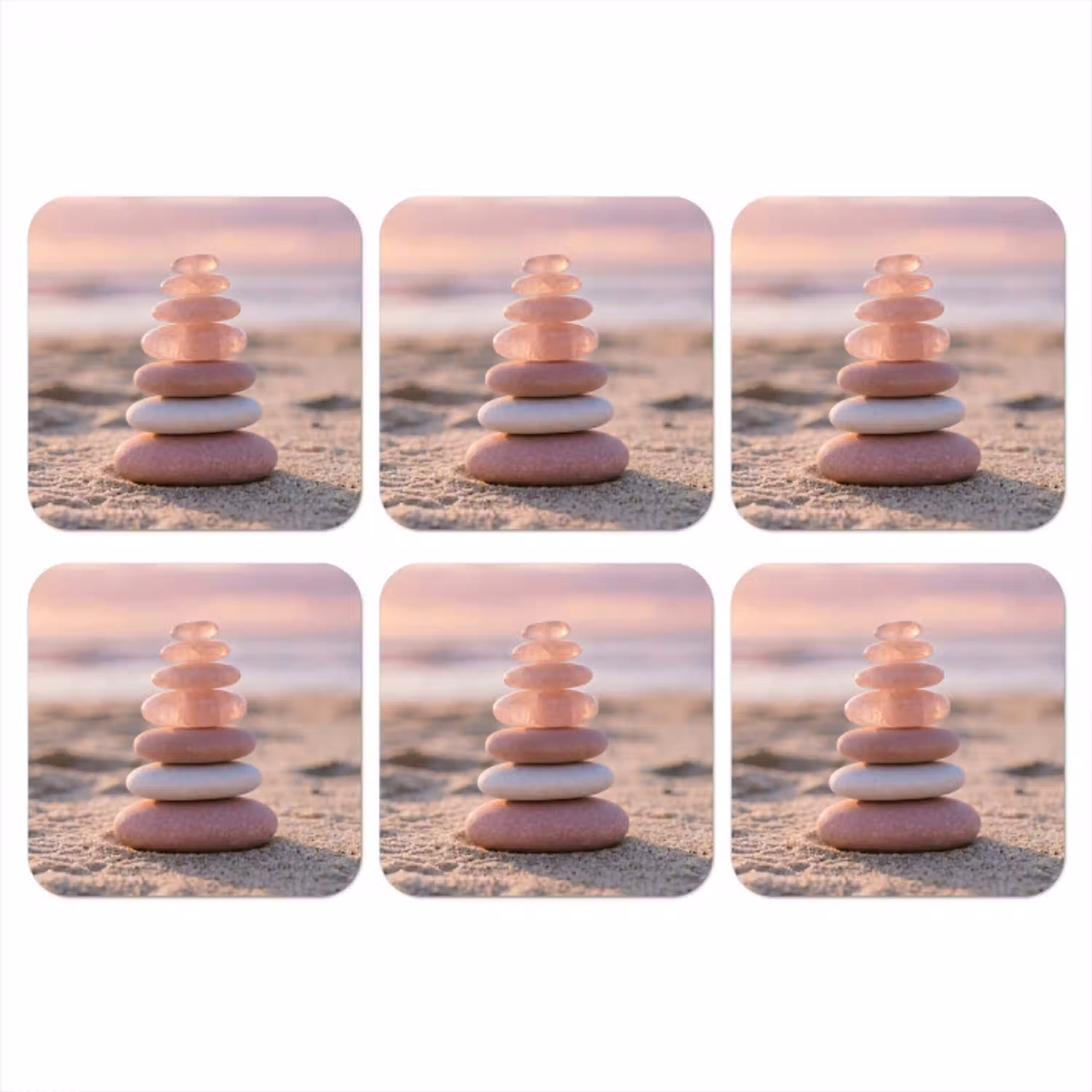 Stenen - Zand - Roze onderzetter kurk middel -3d