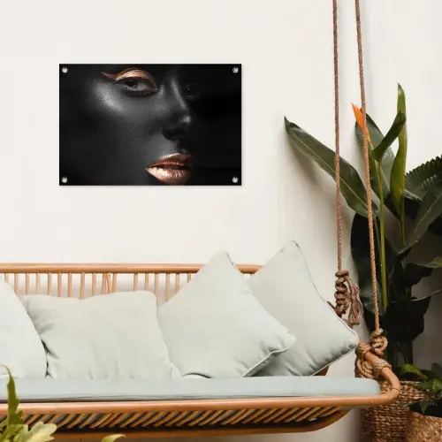 Vrouw - Make-up - Koper - Zwart tuinposter los doek klein -sfeer7