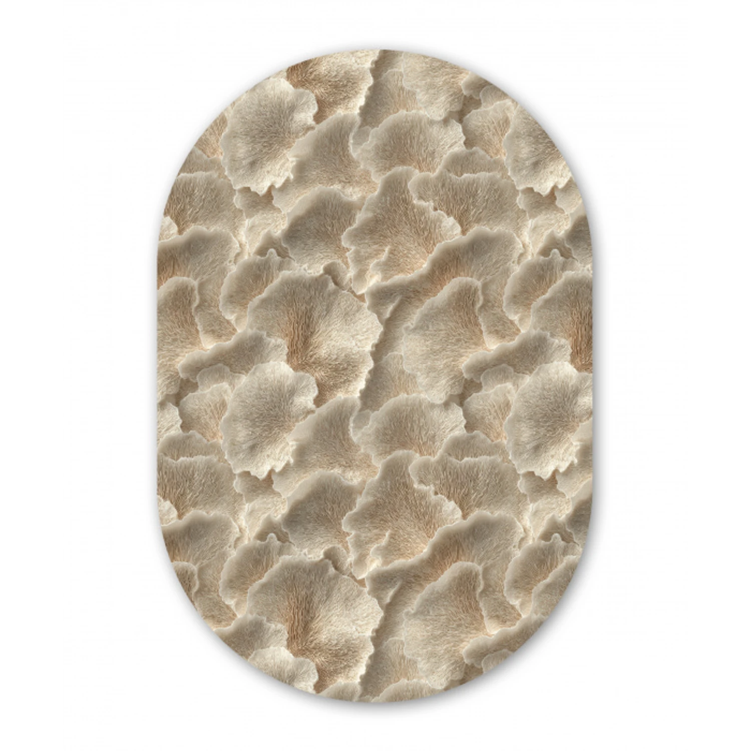 Waaierstructuren - Beige - Vezeltextuur Wandcirkel Ovaal Forex klein 630 -3d