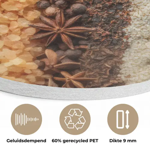 Banen - Verticaal - Kruiden - Variatie Akoestische PET Vilt - Rond klein -closeup_NL