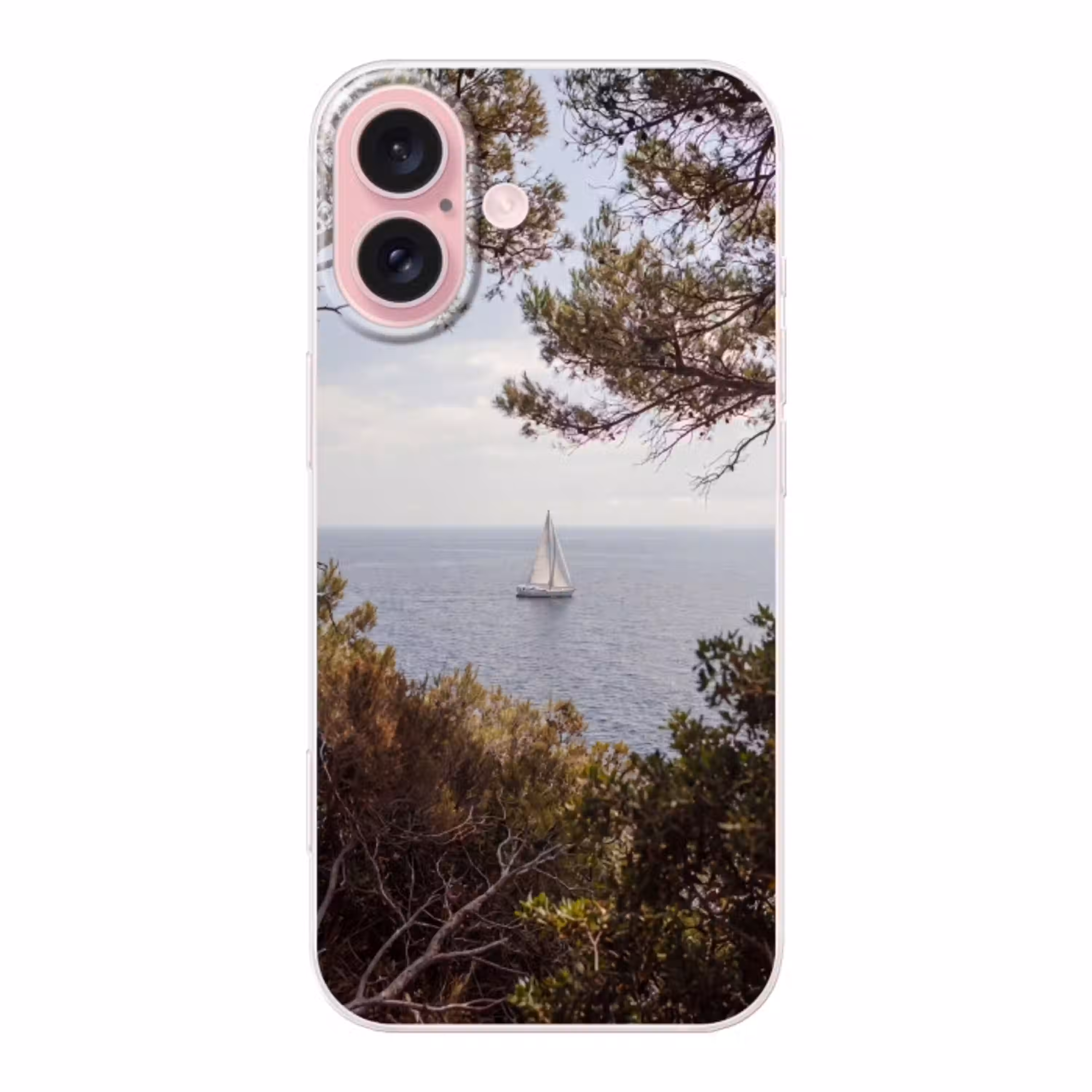 Zeilboot - bomen - water Apple iPhone 16 klein -3d