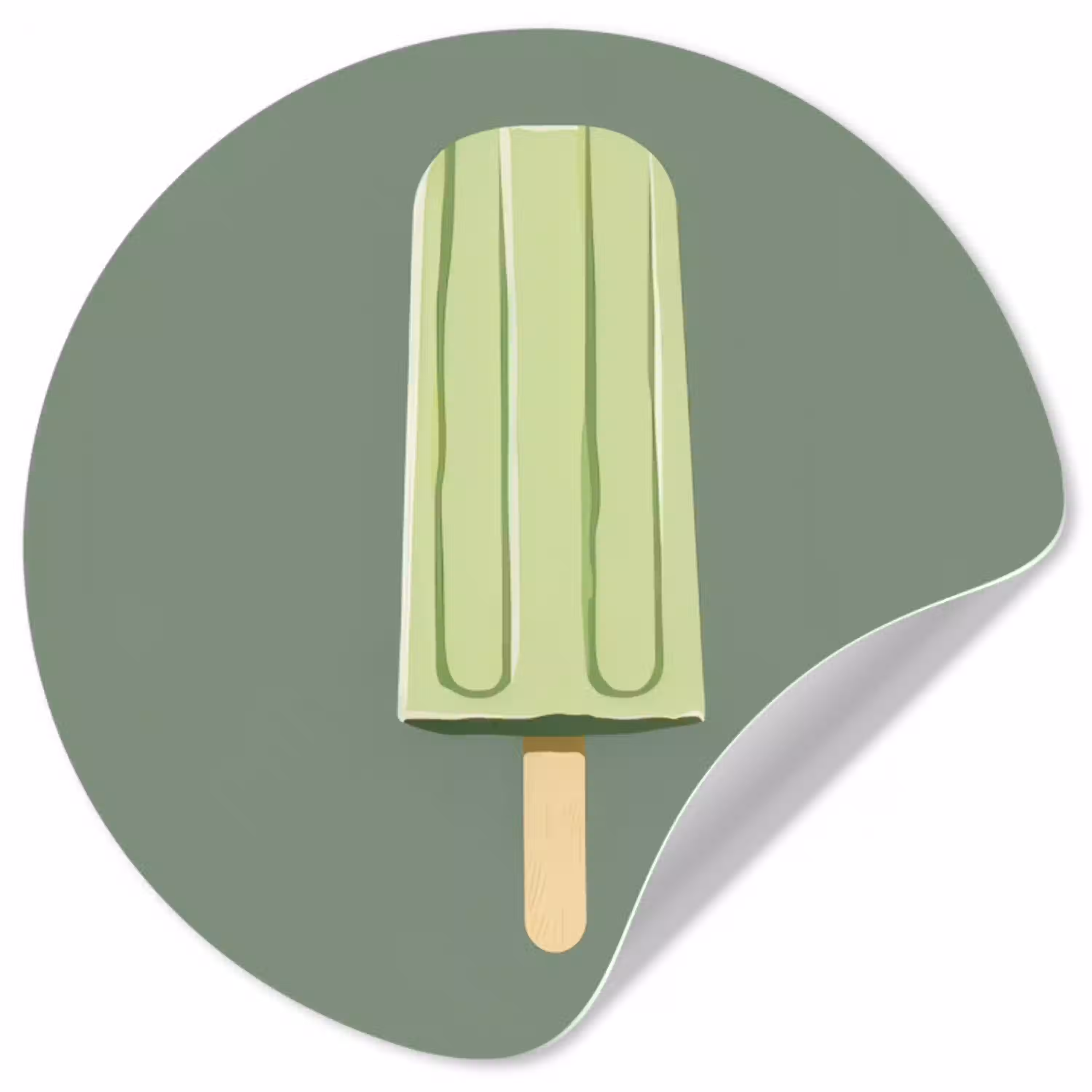 Groen - Waterijsje - Stokje - Illustratie Wandcirkel behangsticker klein -3d