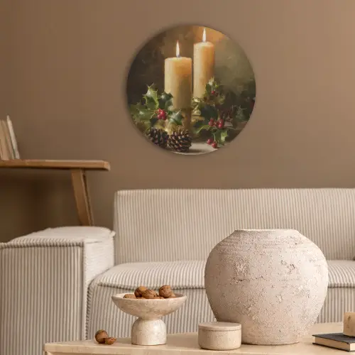 Kaarslicht - Kerst - Veelkleurig Akoestische PET Vilt - Rond klein -sfeer1