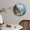 Zeilschip - Zee - Rotsen - Wolken Wandcirkel behangsticker klein -sfeer3