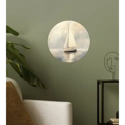 Zeilschip - Zee - Bewolkt Wandcirkel behangsticker klein -sfeer2