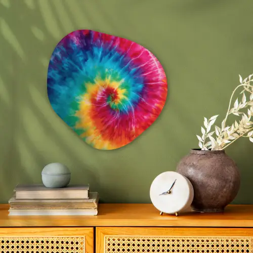 Regenboog - Tie dye - Kleurrijk - Blauw Wandcirkel Organisch Forex 3mm klein -sfeer2