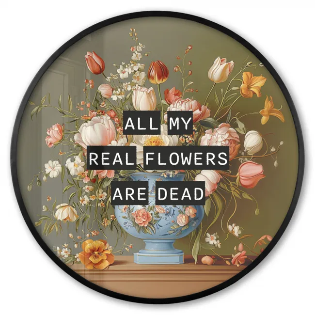 Ronde fotolijst - Bloem - Quote - Vintage - Art