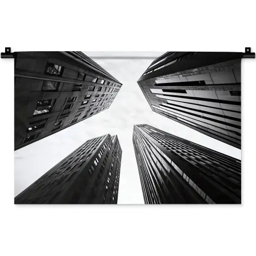 Gebouwen - Lucht - Zwart Wandkleed katoen klein -zz3d