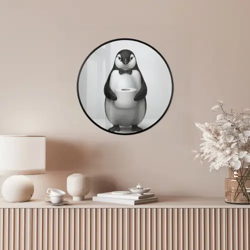 Pinguïn - WC rol - Wit Fotolijst rond zonder passe partout klein -sfeer3
