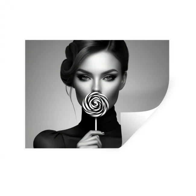 Muursticker - Vrouw - Lolly - Zwart