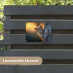Eekhoorn - Boomstam - Zonsondergang tuinposter los doek klein -sfeer3