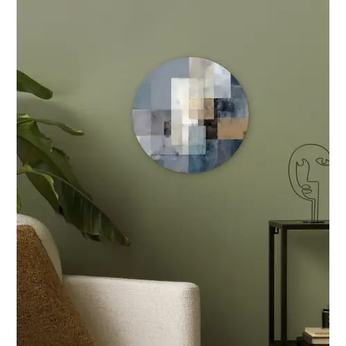 Rechthoeken - Abstract - Blauw Wandcirkel kunststof plaat 5mm dik klein -sfeer3