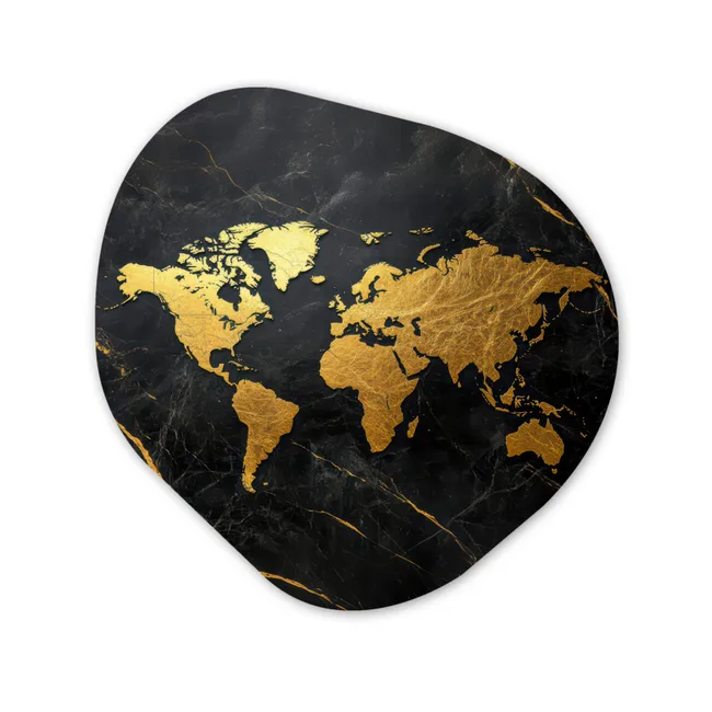 Organisch schilderij forex - Wereldkaart - Goud - Marmer