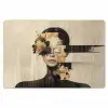 Gezicht - Bloemen - Zwart - Vrouw Placemat vinyl groot -zzsfeer1_Kitchenyeah-website