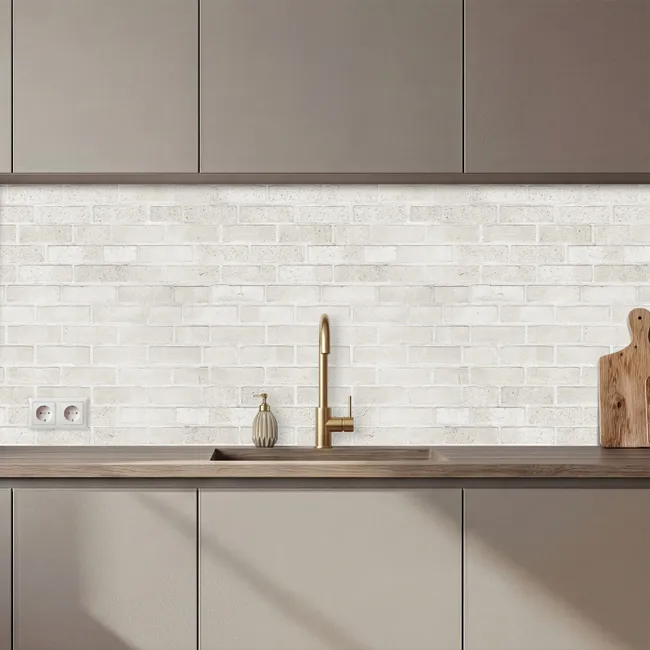 Kitchen Wall Splashback - Wall - White - Bricks