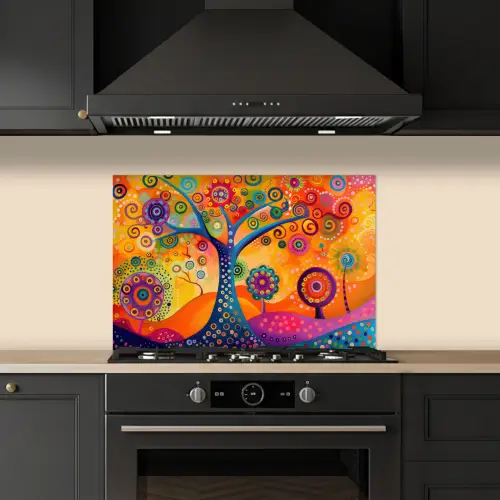 Boom - Levensboom - Abstract - Kleurrijk keuken achterwand spatscherm klein -sfeer1