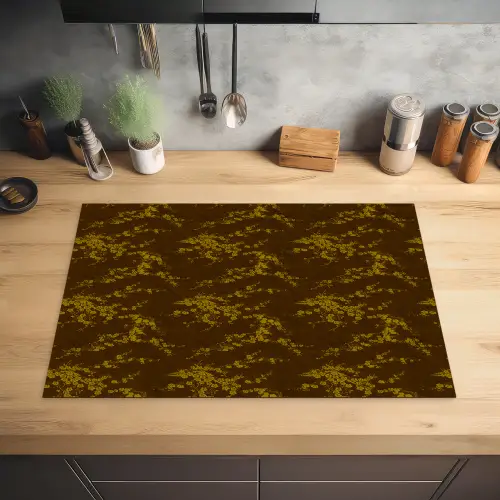 Bruin - Bloemen - Goud Inductie beschermer vinyl 3mm klein 276 -sfeer5