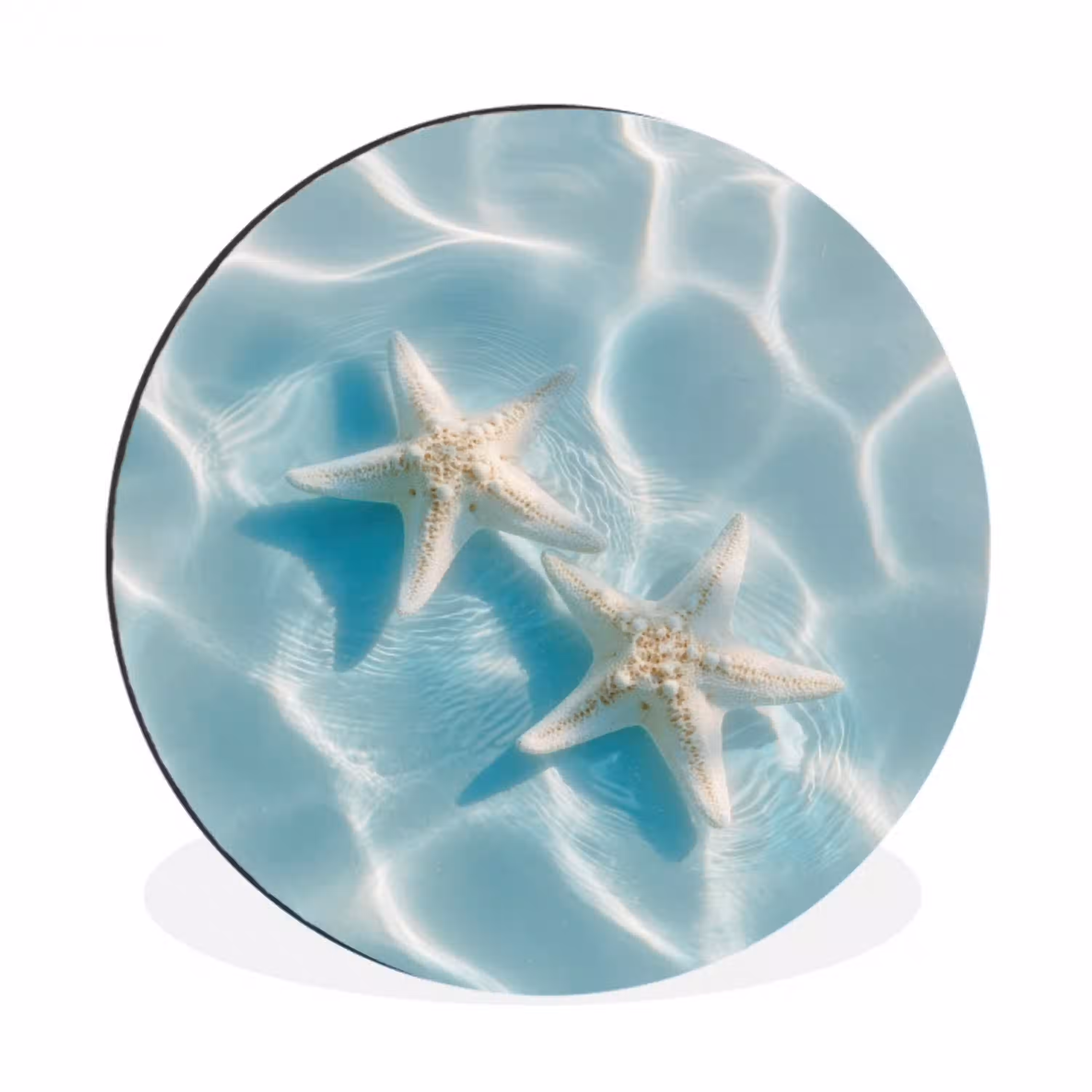 Zeesterren - Golvend water - Rustgevend Wandcirkel aluminium klein -3d