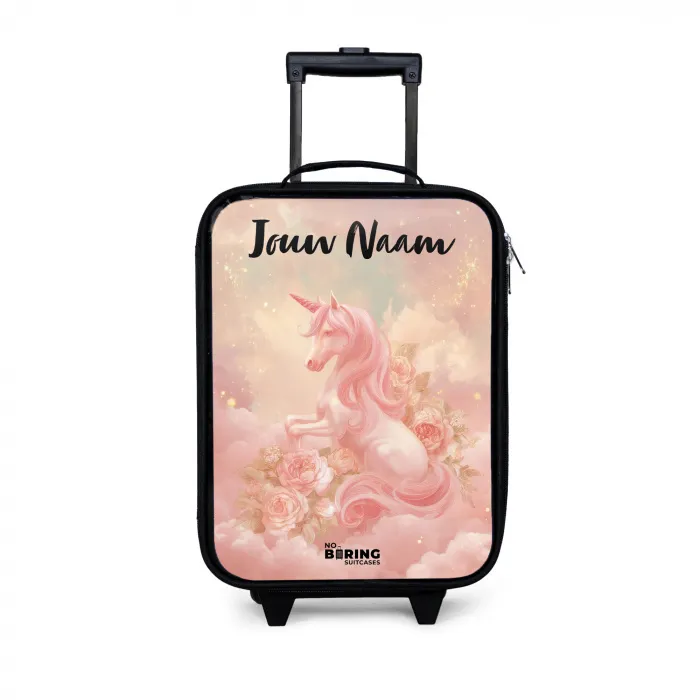 Eenhoorn - Wolken - Roze Kinderkoffer - Zwart klein -3d