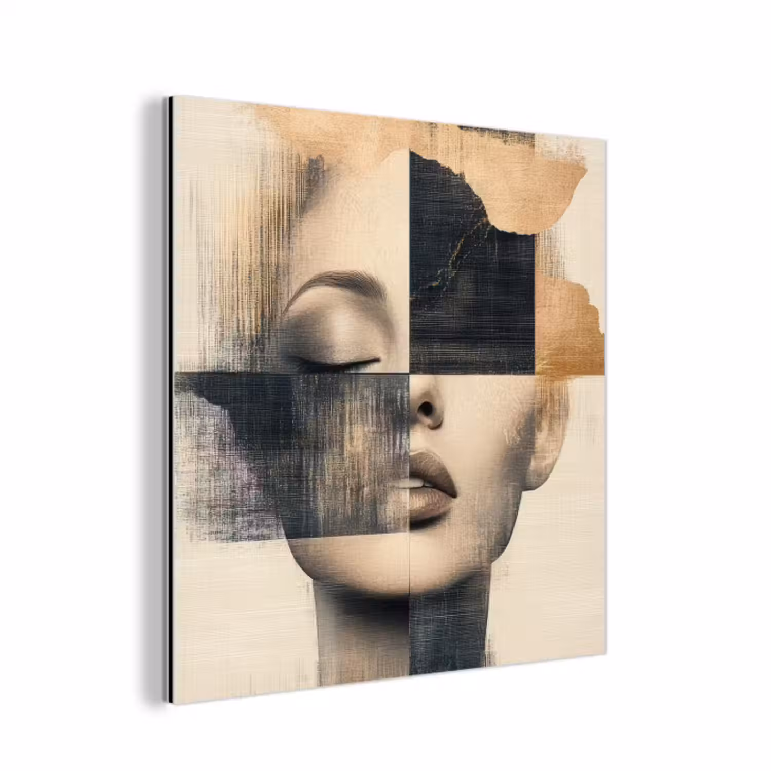 Aluminium schilderij - Goud - Vrouw - Rechthoeken