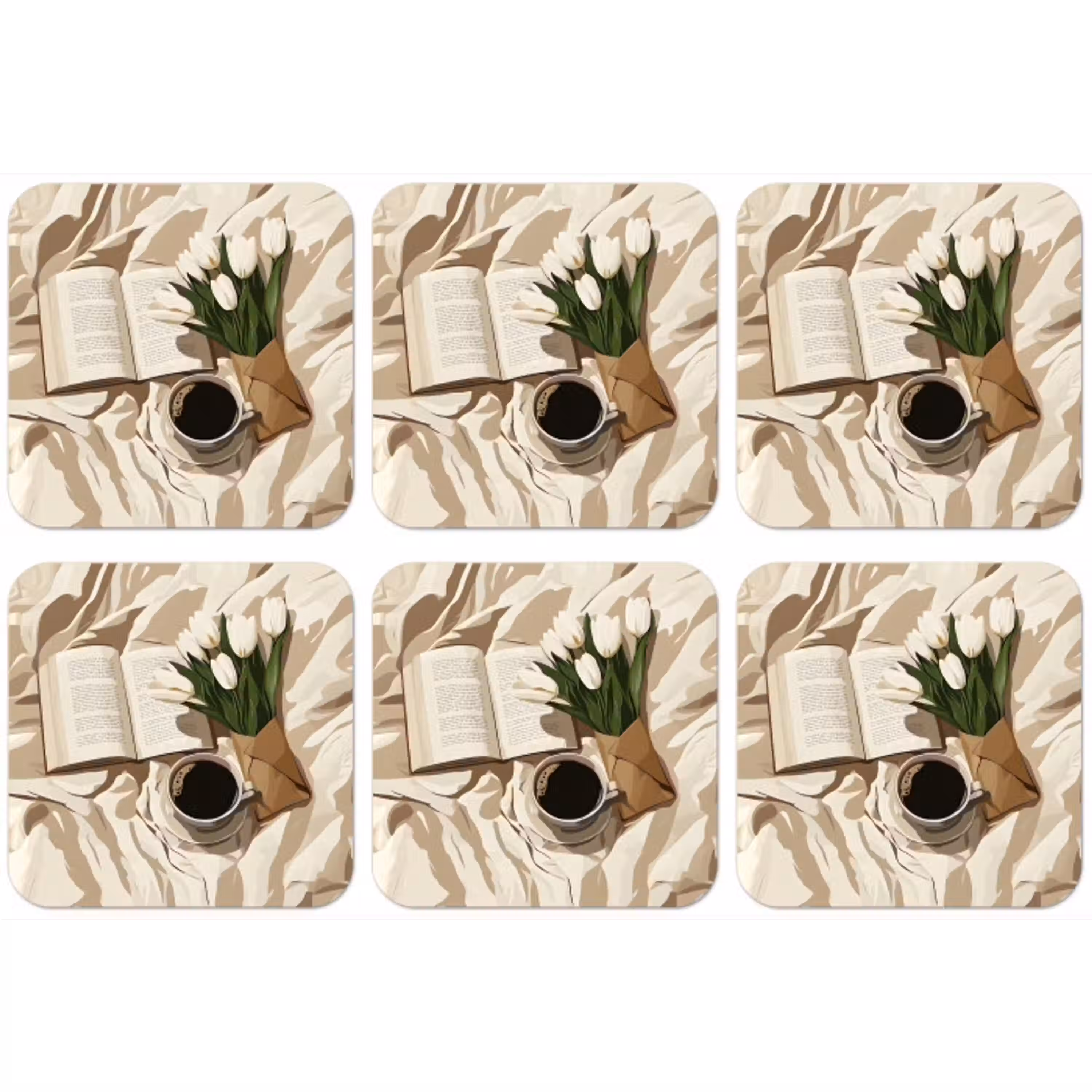 Boek - Illustratie - Tulpen - Koffie onderzetter kurk middel -zkaufland3dotto