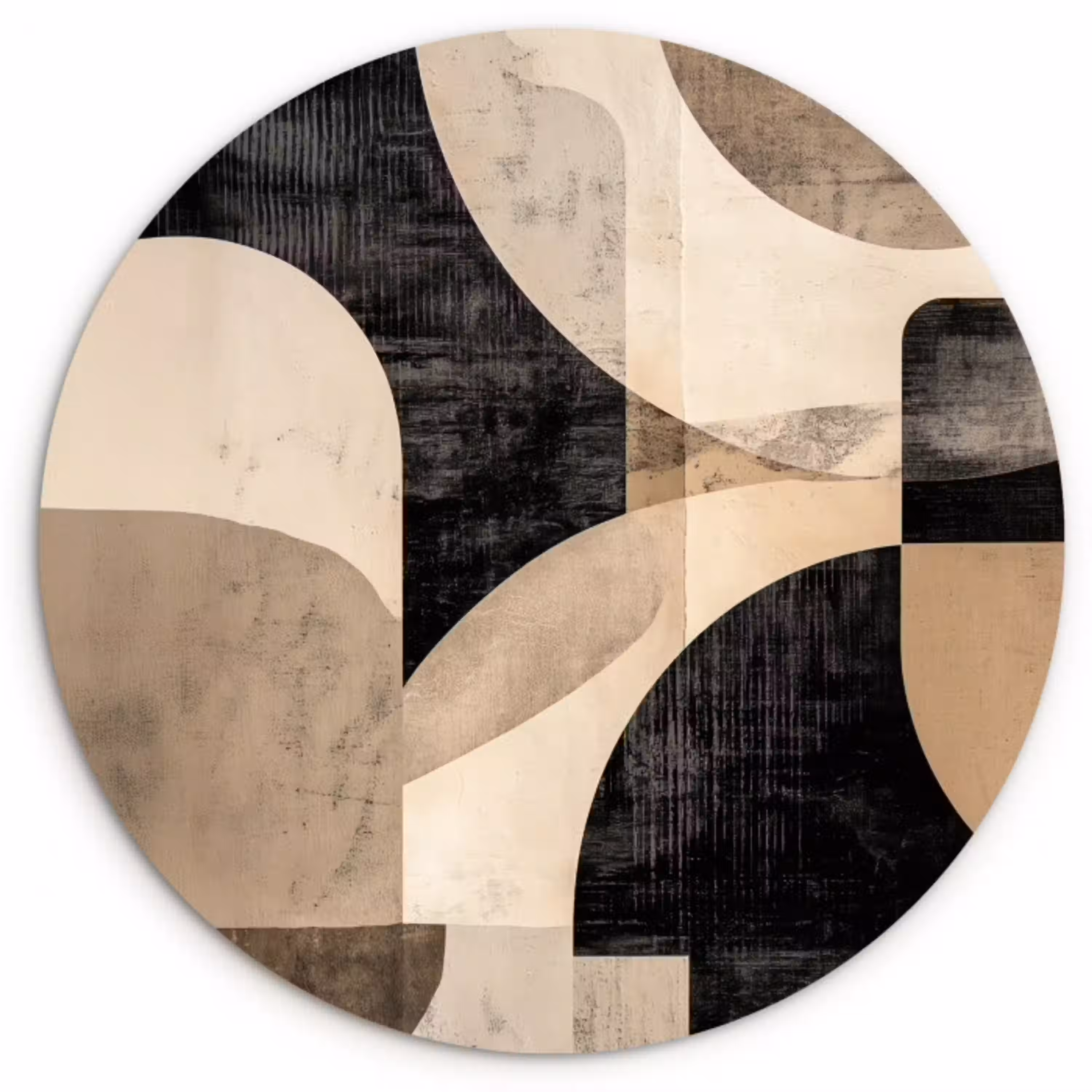 Abstract - Vormen - Modern - Beige Wandcirkel kunststof plaat 5mm dik klein -3d