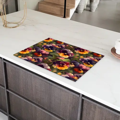 Warm - Patroon - Penseel - Viooltjes Inductie beschermer vinyl 3mm klein 276 -sfeer8