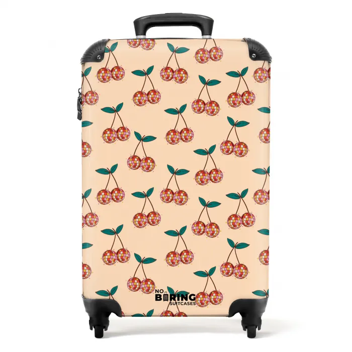 Retro disco kersen patroon kleurrijk NBS - Handbagage koffer - Kinderen Unisex middel -productfoto_recht