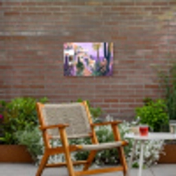 Huizen - Minimalistisch - Palmbomen - Kust Tuinposter op houten frame 2 cm dik klein -sfeer3